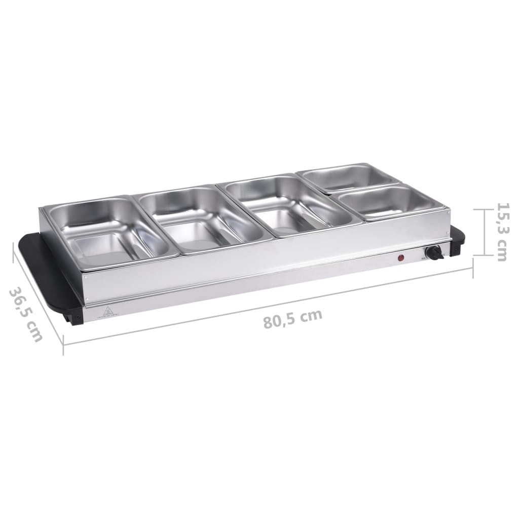Noutopöydän tarjoiluastia ruostumaton teräs 400 W 3x2,5L+2x1L - Harrastajankoti.fi