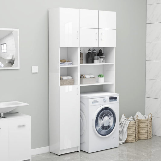 Pesukonekaappisarja korkeakiilto valkoinen lastulevy - Harrastajankoti.fi