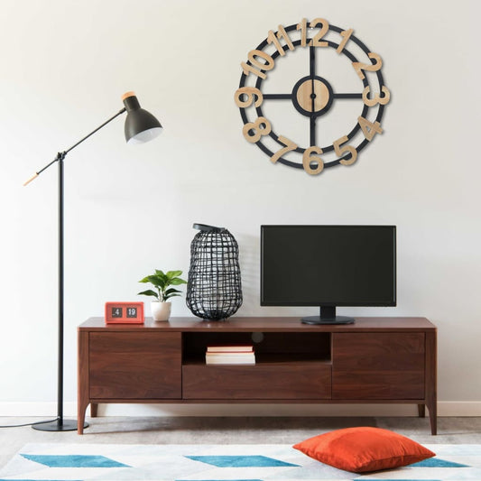 321466 Be Basic Wall Clock Gold and Black 63,5 cm MDF - Harrastajankoti.fi