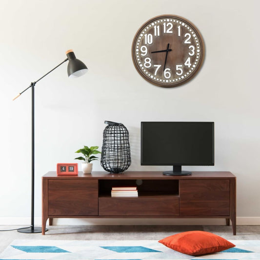 321468 Be Basic Wall Clock Brown 60 cm MDF - Harrastajankoti.fi