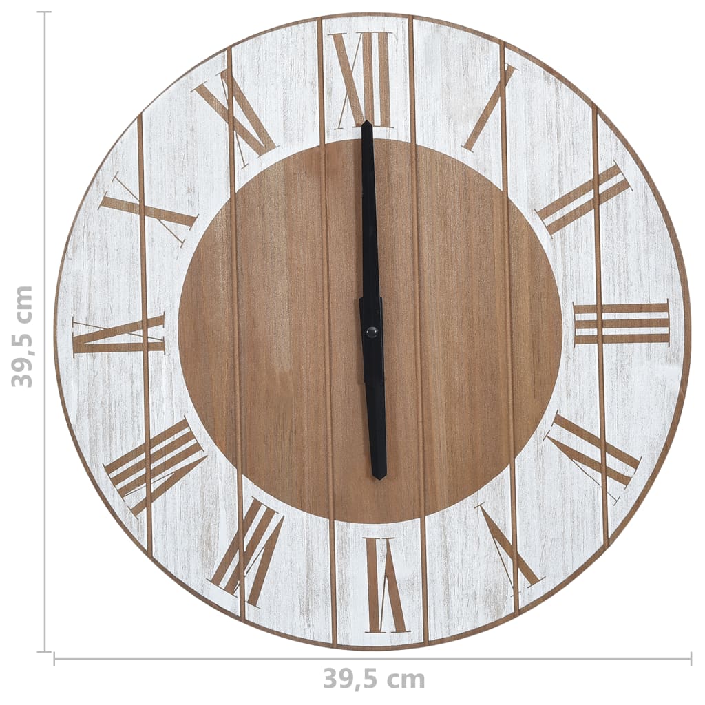 321472 Be Basic Wall Clock Brown and White 39,5 cm MDF - Harrastajankoti.fi