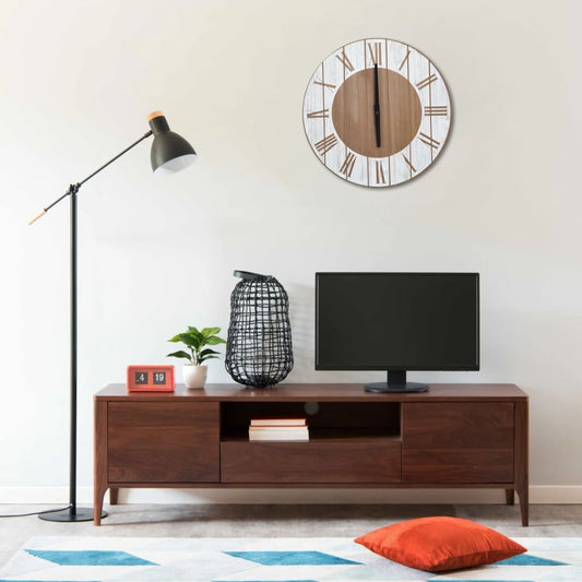 321472 Be Basic Wall Clock Brown and White 39,5 cm MDF - Harrastajankoti.fi