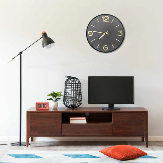 321475 Be Basic Wall Clock Anthracite and Gold 31,5 cm Iron and MDF - Harrastajankoti.fi
