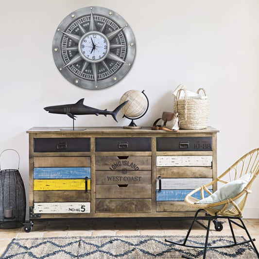 321476 Be Basic Wall Clock Silver 79 cm MDF and Metal - Harrastajankoti.fi