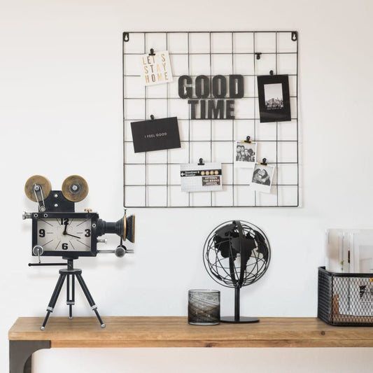 321480 Be Basic Table Clock Black 34x18x47 cm Iron and MDF - Harrastajankoti.fi