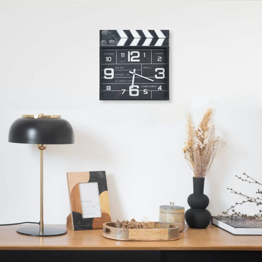 321481 Be Basic Cinema Wall Clock Black 33x5x34 cm Metal and MDF - Harrastajankoti.fi