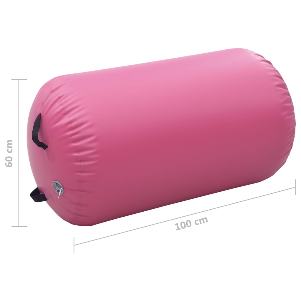 Täytettävä voimistelurulla pumpulla 100x60 cm PVC pinkki - Harrastajankoti.fi