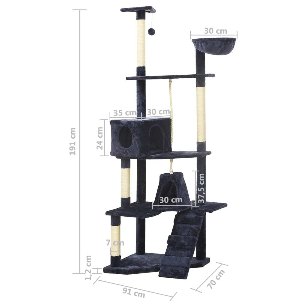 Kissan kiipeilypuu sisal- raapimispylväillä sininen 191 cm - Harrastajankoti.fi