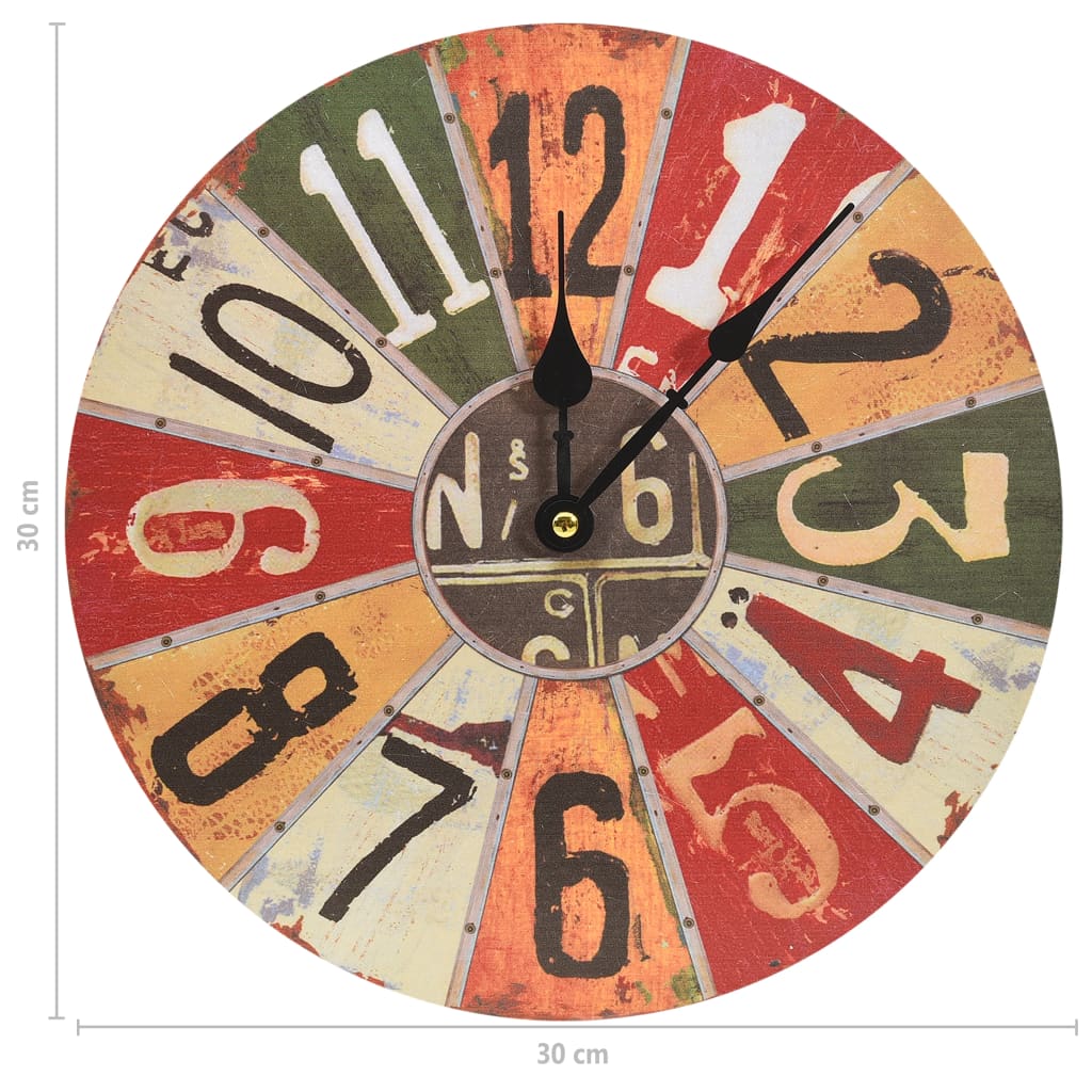 Seinäkello monivärinen 30 cm MDF - Harrastajankoti.fi