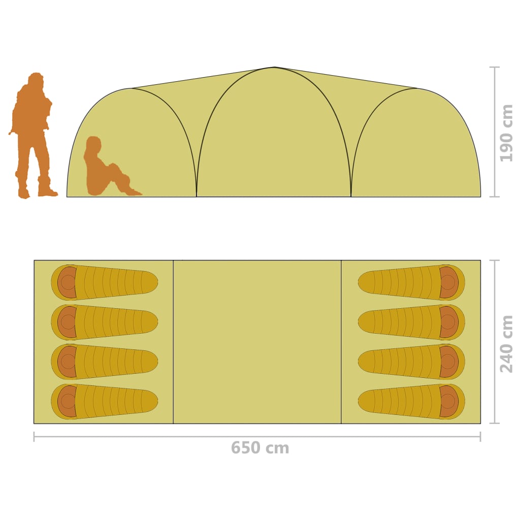 Retkeilyteltta iglu 650x240x190 cm 8 henkilöä maastokuvio - Harrastajankoti.fi