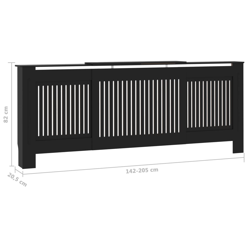 MDF lämpöpatterin suoja musta 205 cm - Harrastajankoti.fi