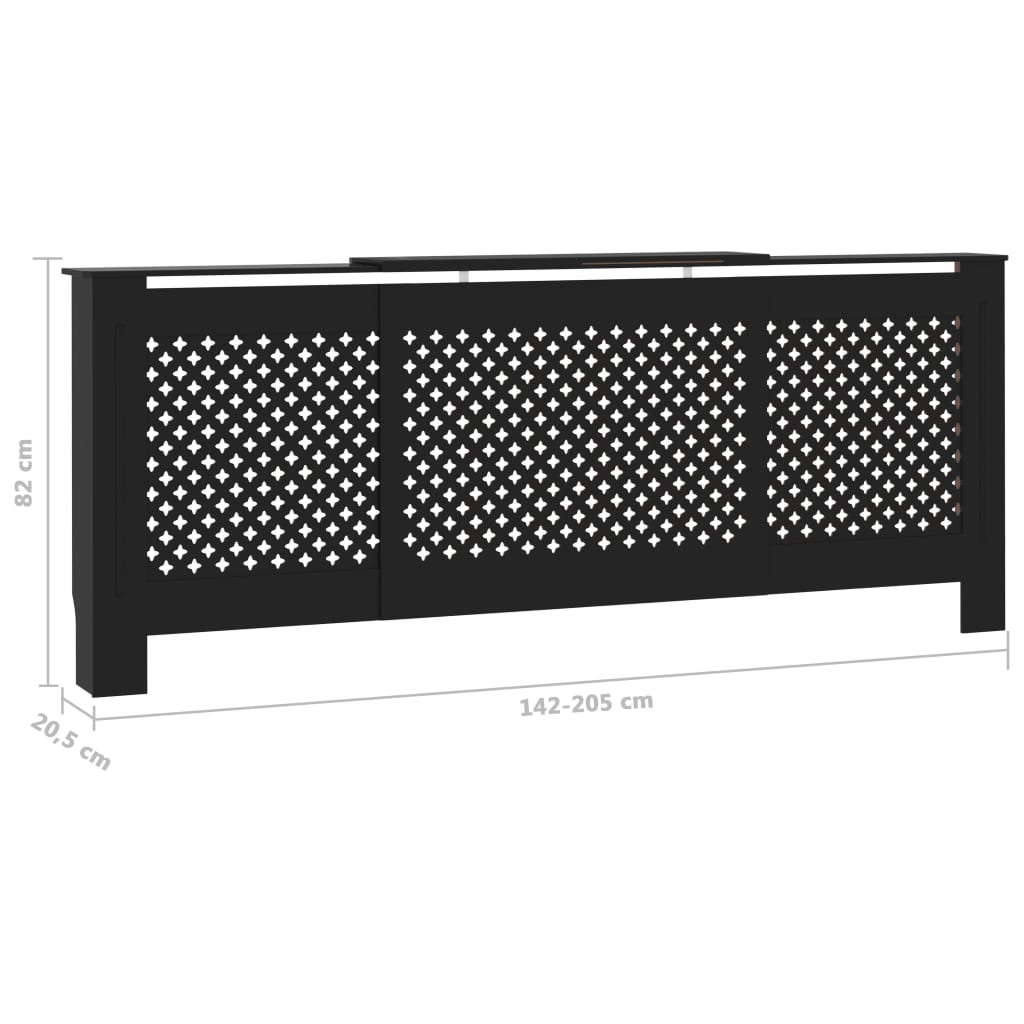 MDF lämpöpatterin suoja musta 205 cm - Harrastajankoti.fi
