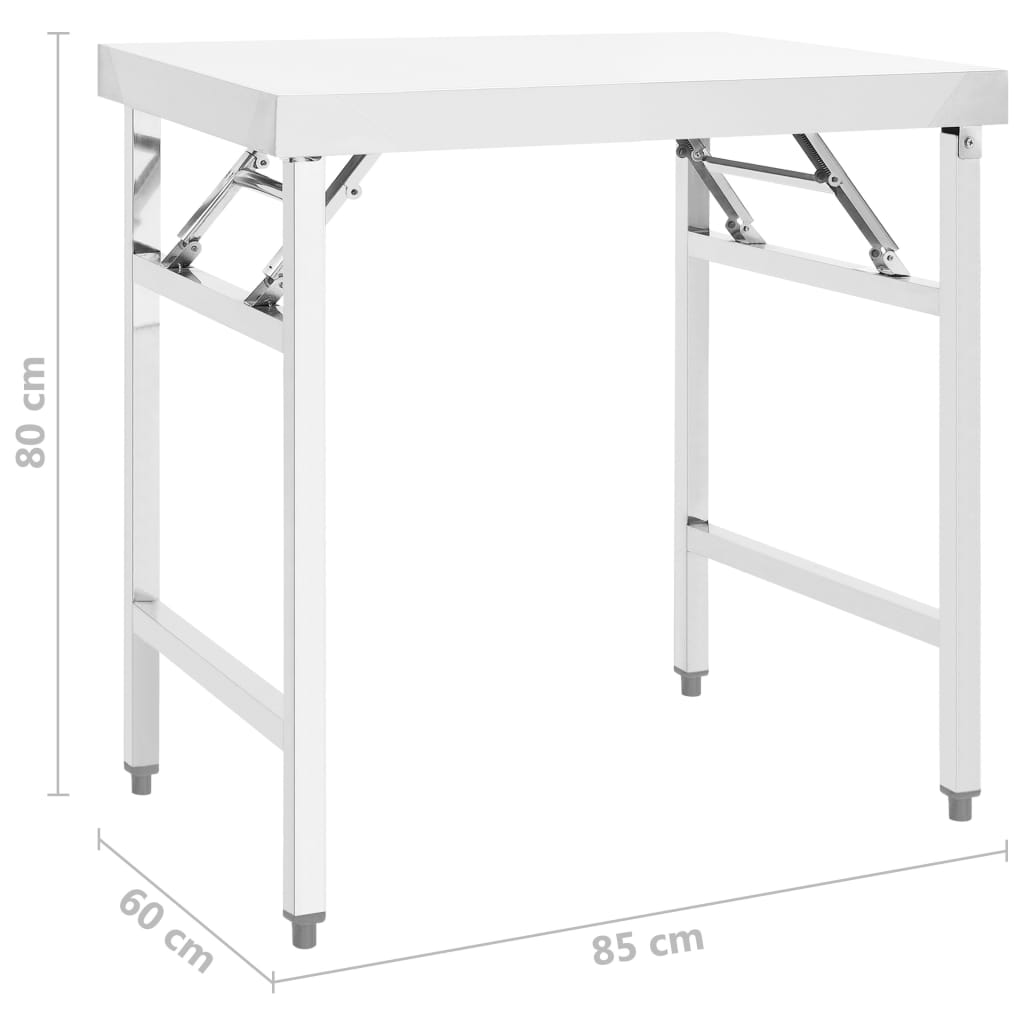 Keittiön taitettava työpöytä 85x60x80 cm ruostumaton teräs - Harrastajankoti.fi