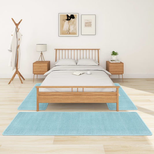 Makuuhuoneen matot Shaggy korkea nukka 3 kpl turkoosi - Harrastajankoti.fi