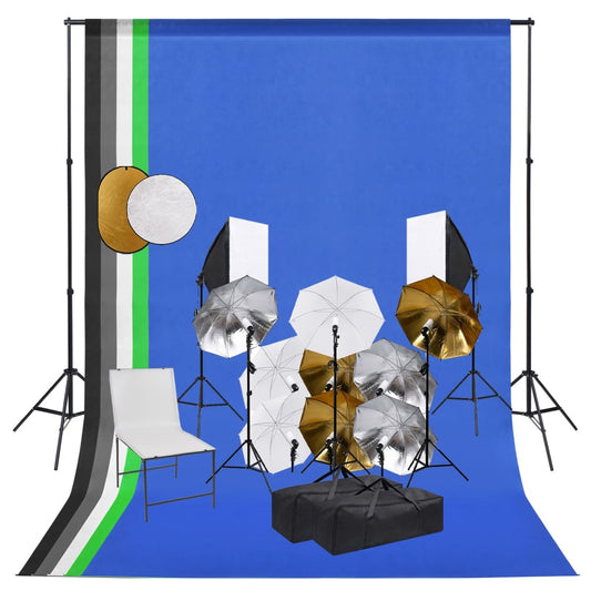 Valokuvastudiosarja valot, varjot, taustakangas ja heijastin - Harrastajankoti.fi