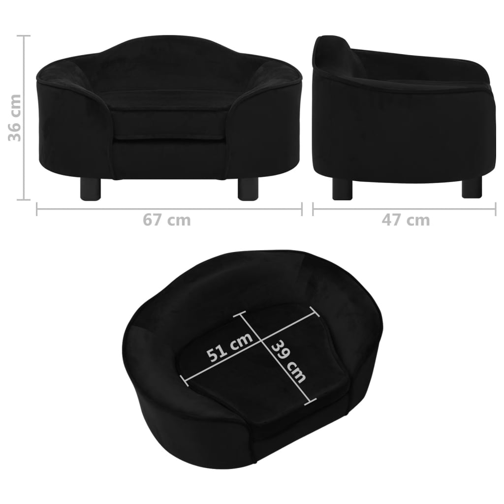 Koiran sohva musta 67x47x36 cm plyysi - Harrastajankoti.fi
