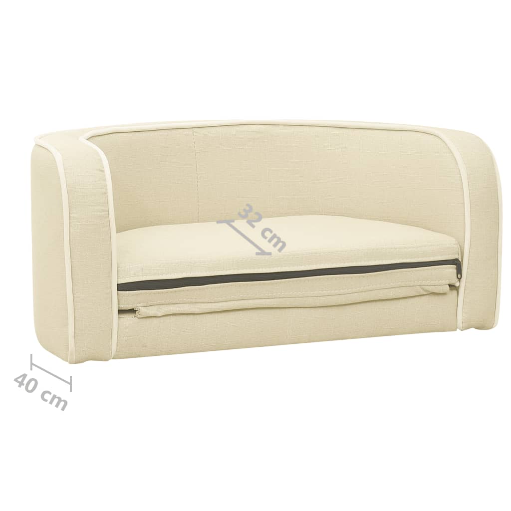 Taitettava koiran sohva kerma 76x71x30 cm pellava pestävä - Harrastajankoti.fi