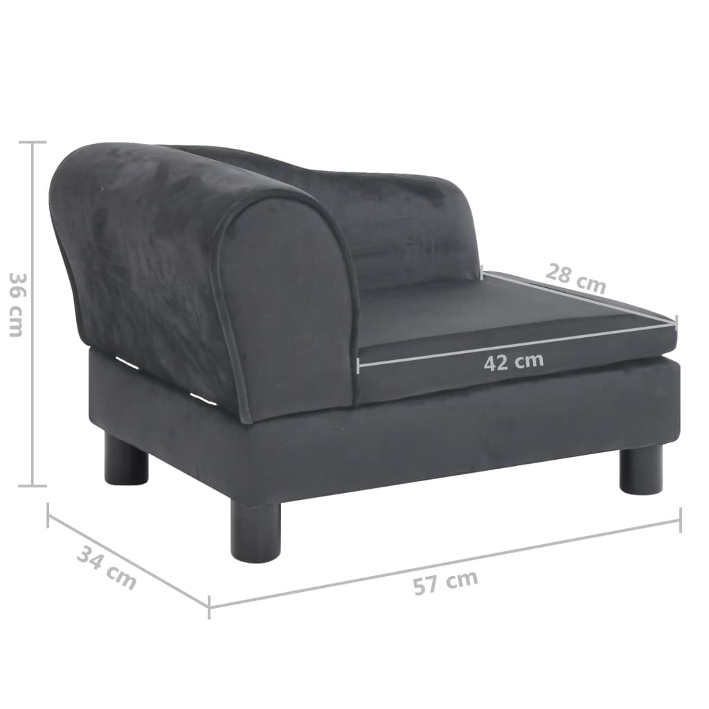 Koiran sohva tummanharmaa 57x34x36 cm plyysi - Harrastajankoti.fi