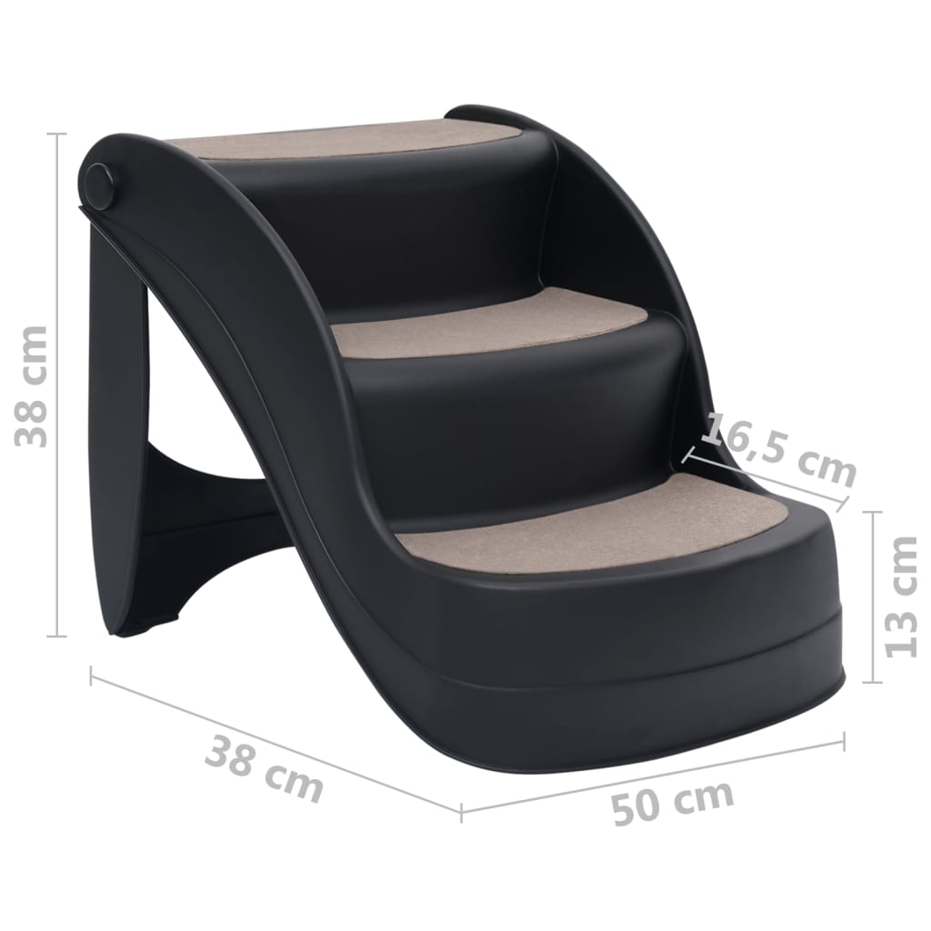 Kokoontaittuvat 3 askelman koiran portaat musta - Harrastajankoti.fi