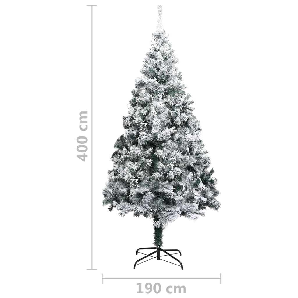 Tekojoulukuusi lumihuurteella vihreä 400 cm PVC - Harrastajankoti.fi