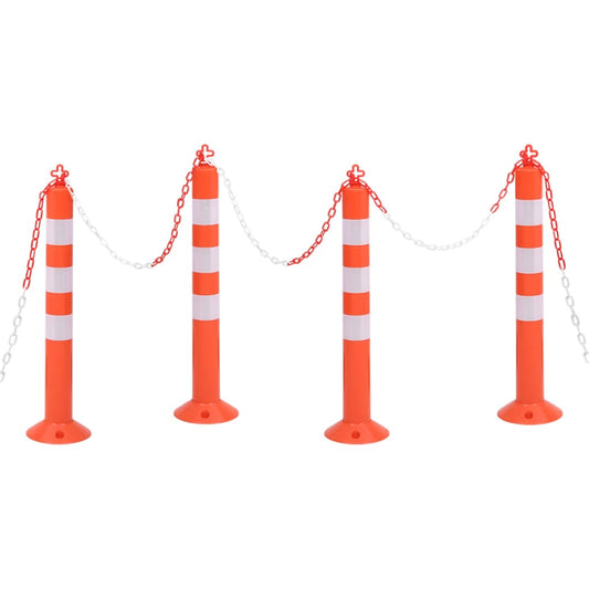 Liikenteenohjaustolpat 4 kpl ketjulla 75 cm PE - Harrastajankoti.fi