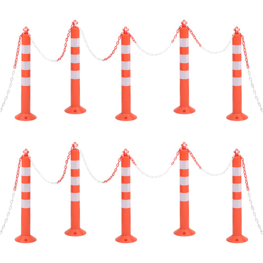 Liikenteenohjaustolpat 10 kpl ketjulla 75 cm PE - Harrastajankoti.fi