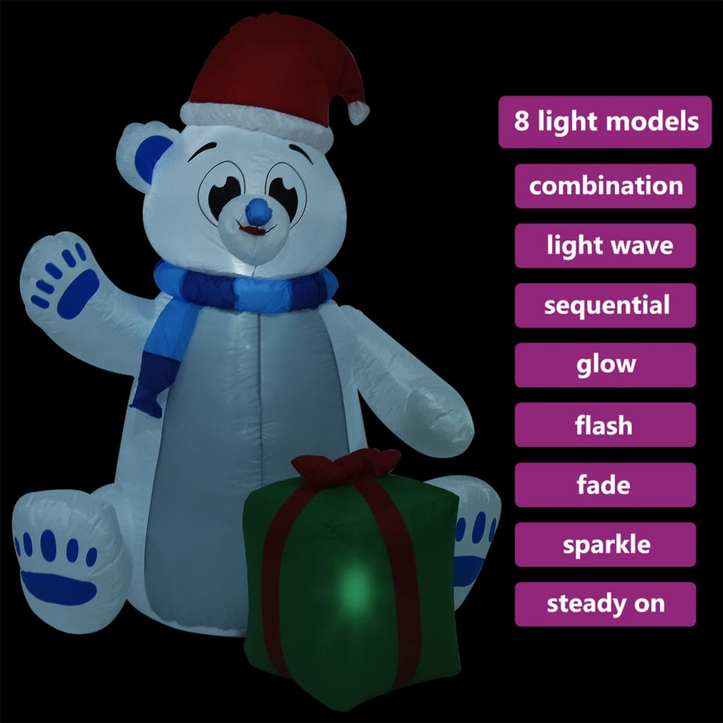 Täytettävä jouluinen jääkarhu LED-valoilla sisä/ulkokäyttö 2,4m - Harrastajankoti.fi