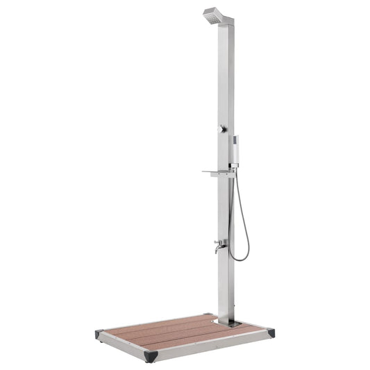 Puutarhasuihku ruskealla alustalla 250 cm ruostumaton teräs - Harrastajankoti.fi