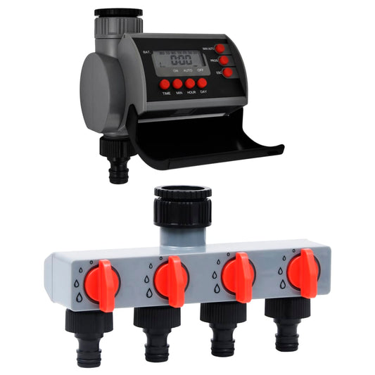 Puutarhan vesiajastin yhdellä ulostulolla ja veden jakelijalla - Harrastajankoti.fi