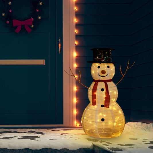 Lumiukko joulukoriste LED-valoilla ylellinen kangas 90 cm - Harrastajankoti.fi