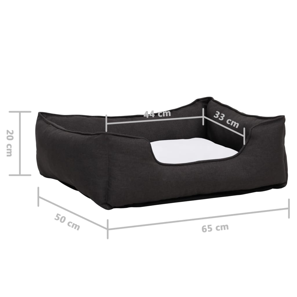 Koiran peti tummanharmaa/valk. 65x50x20 cm pellavatyyli fleece - Harrastajankoti.fi