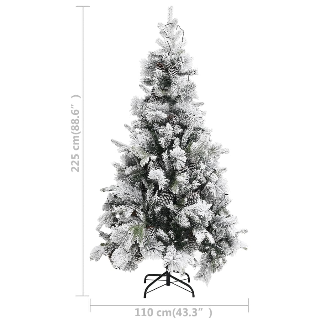 Tekojoulukuusi lumihuurre/LED-valot/kävyt 225 cm PVC ja PE - Harrastajankoti.fi