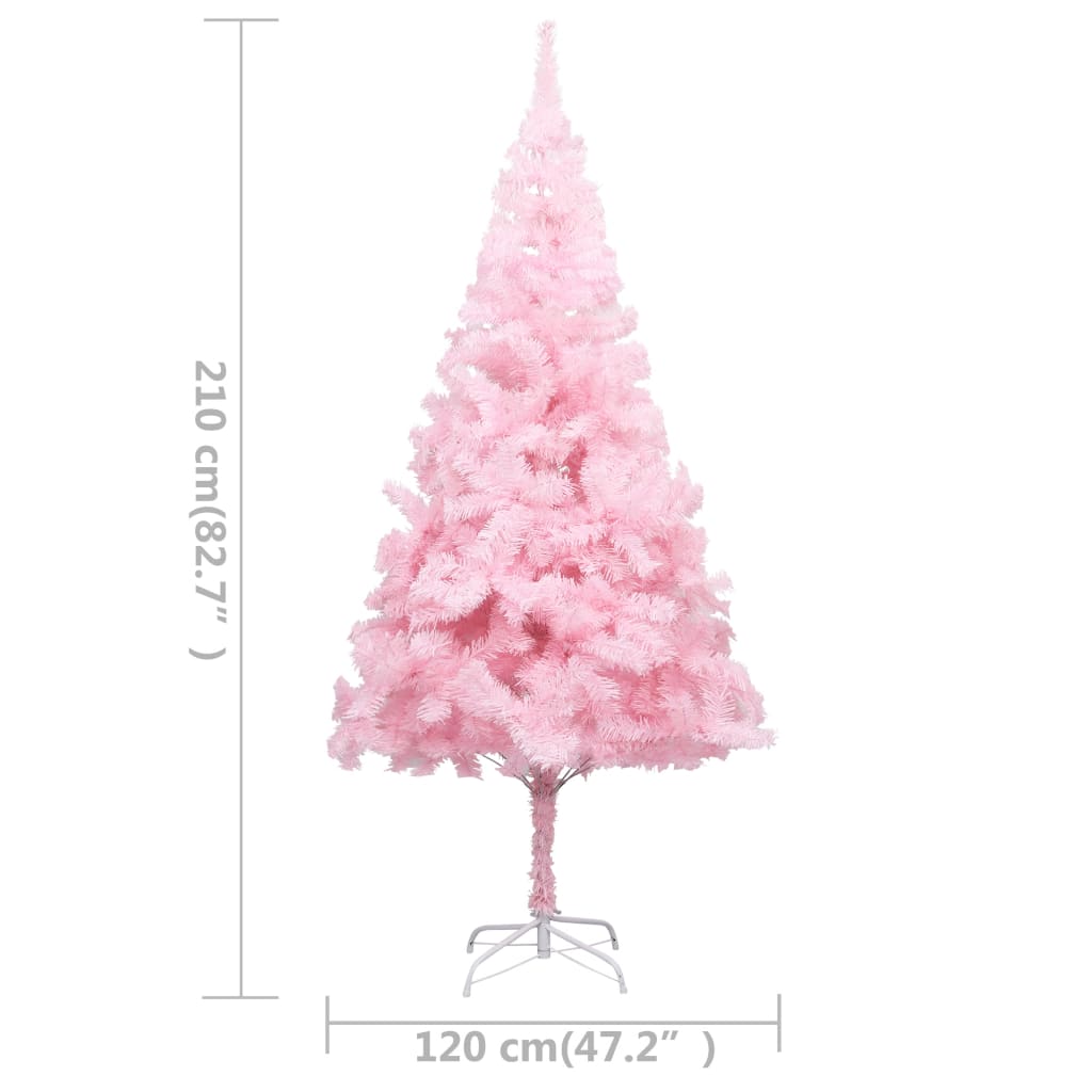 Tekojoulukuusi LED-valoilla ja jalustalla pinkki 210 cm PVC - Harrastajankoti.fi