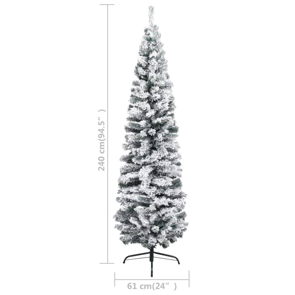 Kapea tekojoulukuusi LED/lumihuurre vihreä 240 cm PVC - Harrastajankoti.fi