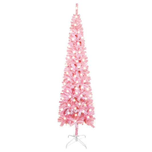 Kapea joulukuusi LED-valoilla pinkki 210 cm - Harrastajankoti.fi