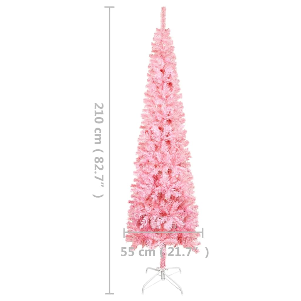 Kapea joulukuusi LED-valoilla pinkki 210 cm - Harrastajankoti.fi