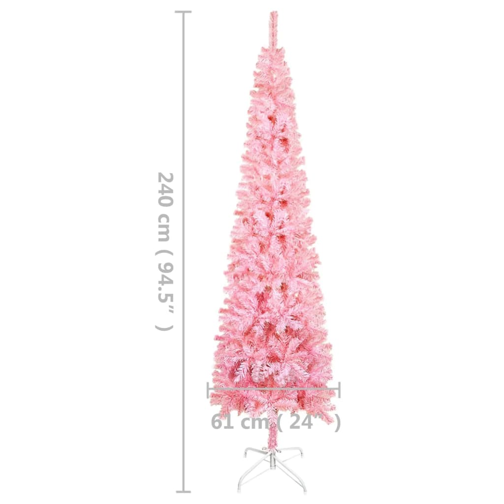 Kapea joulukuusi LED-valoilla pinkki 240 cm - Harrastajankoti.fi