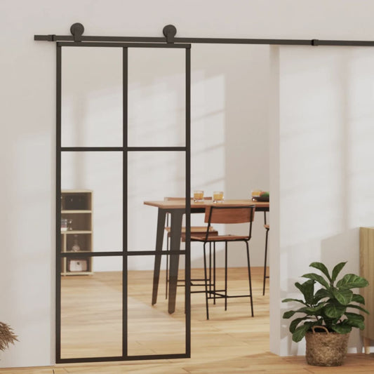 Liukuovi asennustarvikkeilla ESG lasi ja alumiini 90x205 cm - Harrastajankoti.fi