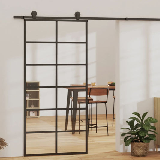 Liukuovi asennustarvikkeilla ESG lasi ja alumiini 90x205 cm - Harrastajankoti.fi