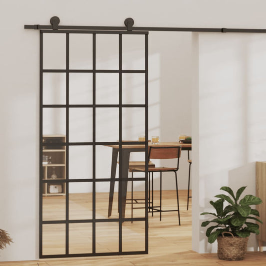 Liukuovi asennustarvikkeilla ESG lasi ja alumiini 102x205 cm - Harrastajankoti.fi