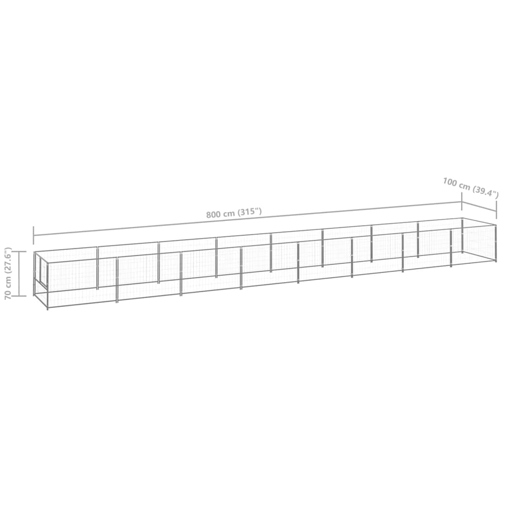Koiranhäkki hopea 8 m² teräs - Harrastajankoti.fi