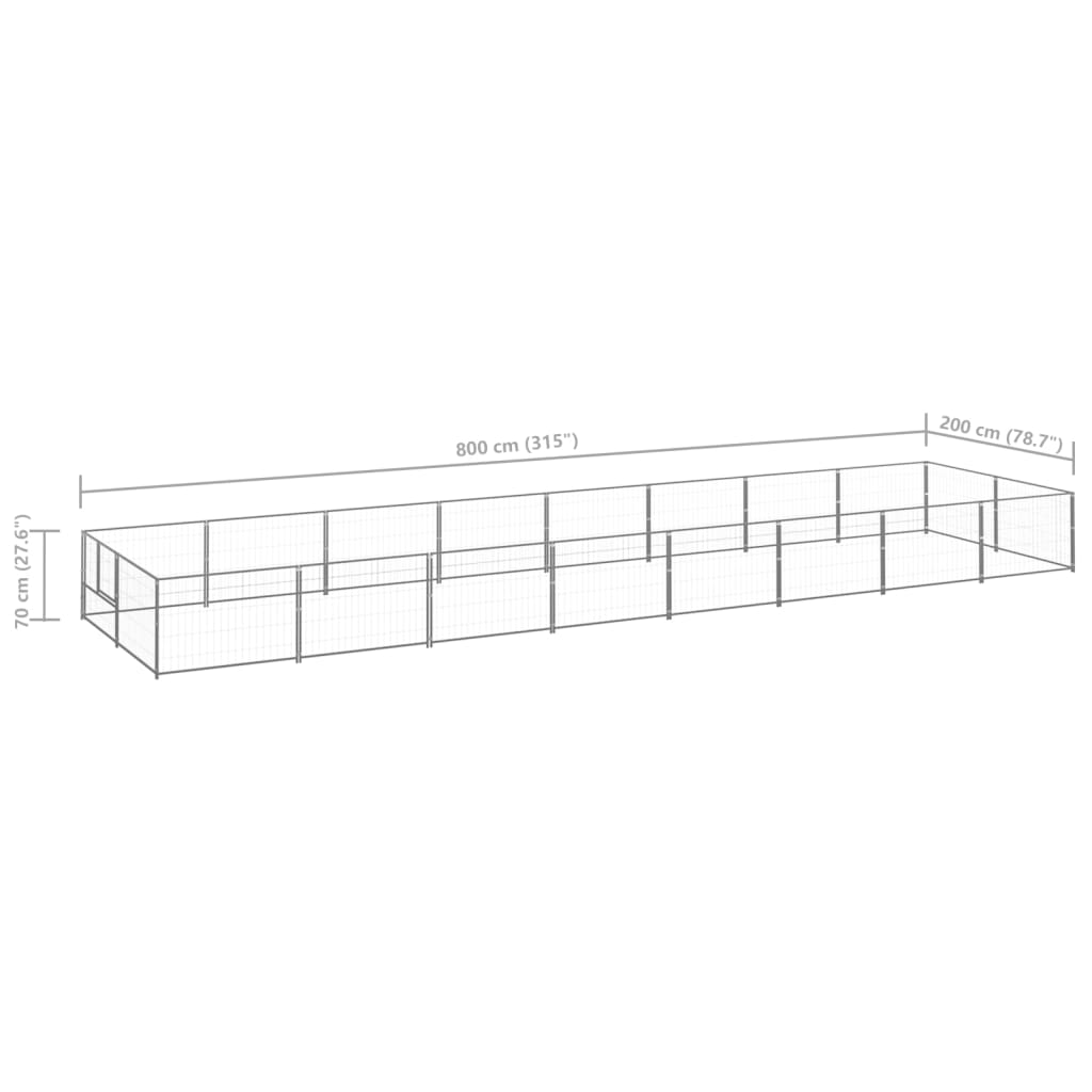 Koiranhäkki hopea 16 m² teräs - Harrastajankoti.fi