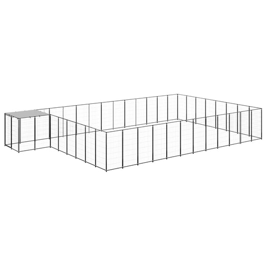 Koiranhäkki musta 30,25 m² teräs - Harrastajankoti.fi