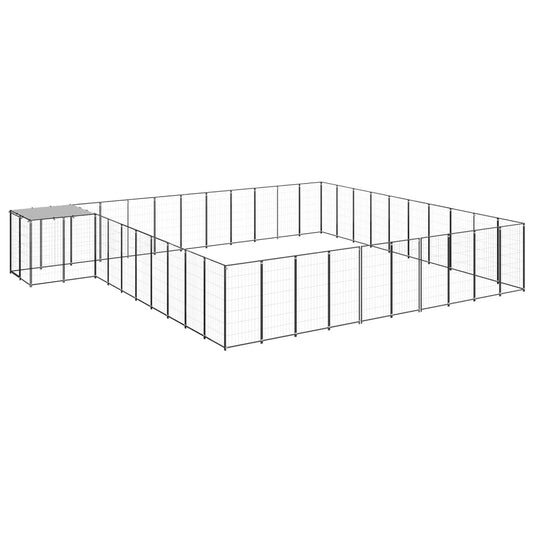 Koiranhäkki musta 31,46 m² teräs - Harrastajankoti.fi