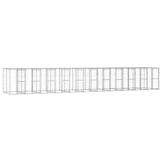 Koiran ulkohäkki katolla galvanoitu teräs 26,62 m² - Harrastajankoti.fi