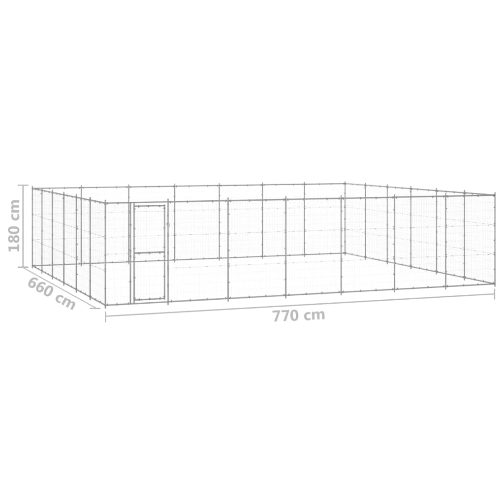 Koiran ulkohäkki galvanoitu teräs 50,82 m² - Harrastajankoti.fi