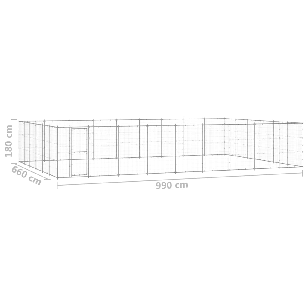 Koiran ulkohäkki galvanoitu teräs 65,34 m² - Harrastajankoti.fi