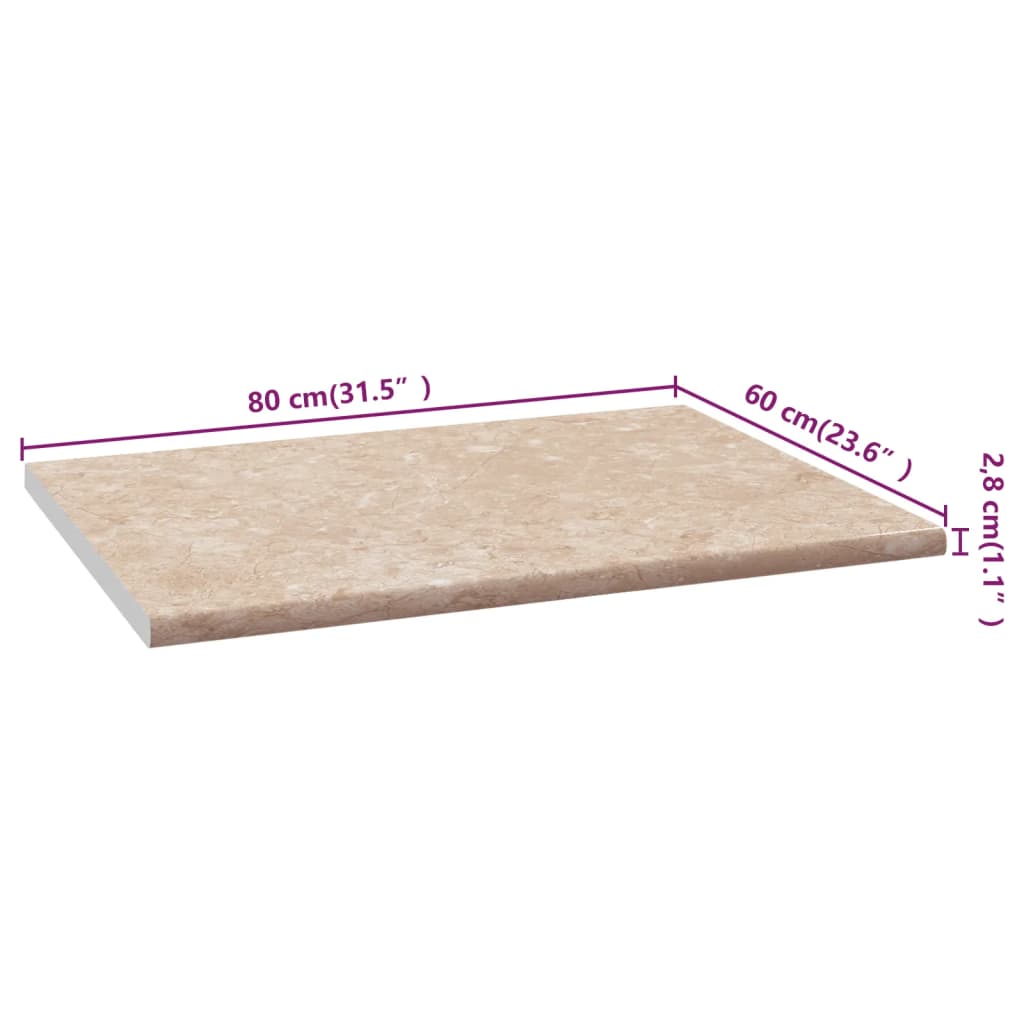Keittiön työtaso beige marmorikuvio 80x60x2,8 cm lastulevy - Harrastajankoti.fi