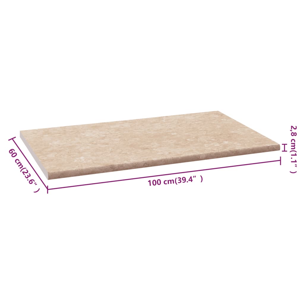 Keittiön työtaso beige marmorikuvio 100x60x2,8 cm lastulevy - Harrastajankoti.fi