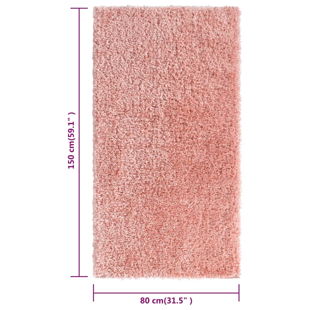Korkeanukkainen Shaggy matto pinkki 80x150 cm 50 mm - Harrastajankoti.fi